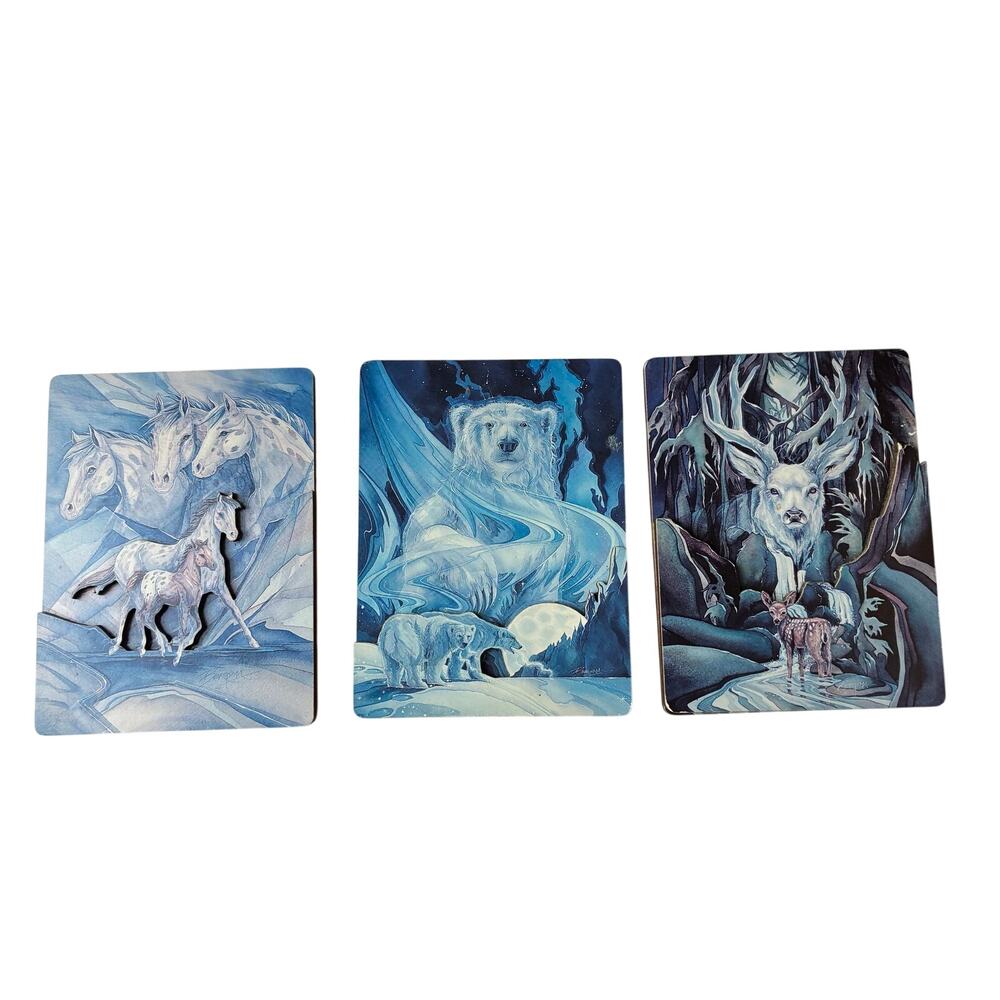 Bergsma Galleries X3 Bundle Lot 3D Horse Polar Bear Deer Kitchen Fridge Magnets